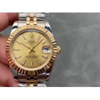 ロレックスコピー・デイトジャスト（DATEJUST）31mm 279138R“三角坑紋ベゼル＋ゴールドダイヤル＋ステンレススチール＆イエローゴールドブレスレット” レディース専用モデル