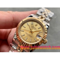 ロレックスコピー・デイトジャスト（DATEJUST）31mm 279138R“三角坑紋ベゼル＋ゴールドダイヤル＋ステンレススチール＆イエローゴールドブレスレット” レディース専用モデル