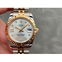 ロレックスコピー・デイトジャスト（DATEJUST）31mm 279138R“三角坑紋ベゼル＋ダイヤモンドインデックス＋ホワイトダイヤル＋ステンレススチール＆イエローゴールドブレスレット” レディース専用モデル