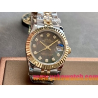 ロレックスコピー・デイトジャスト（DATEJUST）31mm 279138R“三角坑紋ベゼル＋ダイヤモンドインデックス＋ダークグリーンダイヤル＋ステンレススチール＆イエローゴールドブレスレット” レディース専用モデル