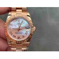 ロレックスコピー・デイトジャスト（DATEJUST）31mm 279138R“全イエローゴールド仕様＋三角坑紋ベゼル＋ローマ数字インデックス＋真珠貝ダイヤル” レディース専用モデル