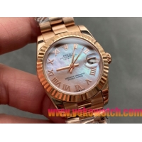 ロレックスコピー・デイトジャスト（DATEJUST）31mm 279138R“全イエローゴールド仕様＋三角坑紋ベゼル＋ローマ数字インデックス＋真珠貝ダイヤル” レディース専用モデル
