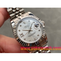 ロレックスコピー・デイトジャスト（DATEJUST）31mm 279160R“全ステンレススチール仕様＋三角坑紋ベゼル＋ダイヤモンドインデックス＋シルバーダイヤル” レディース専用モデル