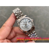ロレックスコピー・デイトジャスト（DATEJUST）31mm 279160R“全ステンレススチール仕様＋三角坑紋ベゼル＋ダイヤモンドインデックス＋シルバーダイヤル” レディース専用モデル