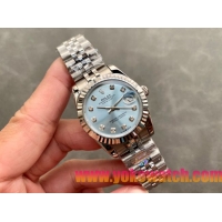 ロレックスコピー・デイトジャスト（DATEJUST）31mm 279160R“全ステンレススチール仕様＋三角坑紋ベゼル＋ダイヤモンドインデックス＋ブルーダイヤル” レディース専用モデル