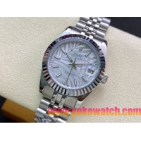 ロレックスコピー・デイトジャスト（DATEJUST）31mm 279160R“全ステンレススチール仕様＋三角坑紋ベゼル＋バーインデックス＋アイスウェーブダイヤル” レディース専用モデル