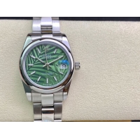 ロレックスコピー・デイトジャスト（DATEJUST）31mm 279160R“全ステンレススチール仕様＋フラットベゼル＋バーインデックス＋グリーンパームダイヤル” レディース専用モデル