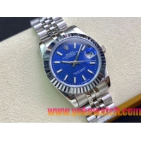 ロレックスコピー・デイトジャスト（DATEJUST）31mm 279160R“全ステンレススチール仕様＋三角坑紋ベゼル＋バーインデックス＋ブルーハニカムダイヤル” レディース専用モデル