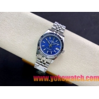 ロレックスコピー・デイトジャスト（DATEJUST）31mm 279160R“全ステンレススチール仕様＋三角坑紋ベゼル＋バーインデックス＋ブルーハニカムダイヤル” レディース専用モデル