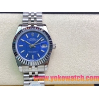 ロレックスコピー・デイトジャスト（DATEJUST）31mm 279160R“全ステンレススチール仕様＋三角坑紋ベゼル＋バーインデックス＋ブルーハニカムダイヤル” レディース専用モデル