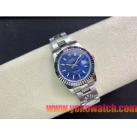 ロレックスコピー・デイトジャスト（DATEJUST）31mm 279160R“全ステンレススチール仕様＋三角坑紋ベゼル＋バーインデックス＋ブルーパームダイヤル” レディース専用モデル