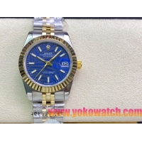 ロレックスコピー・デイトジャスト（DATEJUST）31mm 279160R“イエローゴールドベゼル＋ブルーパームダイヤル” レディース専用モデル