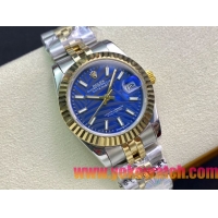 ロレックスコピー・デイトジャスト（DATEJUST）31mm 279160R“イエローゴールドベゼル＋ブルーパームダイヤル” レディース専用モデル