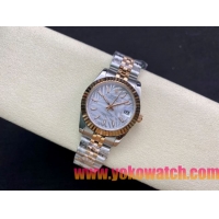 ロレックスコピー・デイトジャスト（DATEJUST）31mm 279160R“イエローゴールドベゼル＋ホワイトパームダイヤル” レディース専用モデル