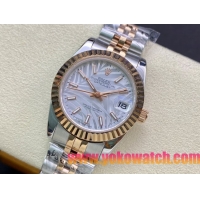 ロレックスコピー・デイトジャスト（DATEJUST）31mm 279160R“イエローゴールドベゼル＋ホワイトパームダイヤル” レディース専用モデル