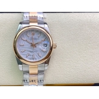 ロレックスコピー・デイトジャスト（DATEJUST）31mm 279160R“ローズゴールドベゼル＋ホワイトパームダイヤル” レディース専用モデル