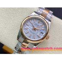 ロレックスコピー・デイトジャスト（DATEJUST）31mm 279160R“ローズゴールドベゼル＋ホワイトパームダイヤル” レディース専用モデル