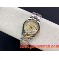 ロレックスコピー・デイトジャスト（DATEJUST）31mm 279160R“イエローゴールドベゼル＋イエローパームダイヤル” レディース専用モデル