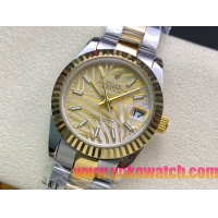 ロレックスコピー・デイトジャスト（DATEJUST）31mm 279160R“イエローゴールドベゼル＋イエローパームダイヤル” レディース専用モデル