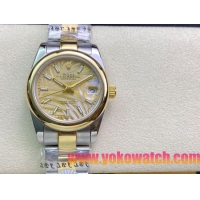ロレックスコピー・デイトジャスト（DATEJUST）31mm 279160R“イエローゴールドベゼル＋イエローパームダイヤル” レディース専用モデル