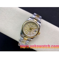 ロレックスコピー・デイトジャスト（DATEJUST）31mm 279160R“イエローゴールドベゼル＋イエローパームダイヤル” レディース専用モデル