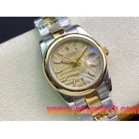 ロレックスコピー・デイトジャスト（DATEJUST）31mm 279160R“イエローゴールドベゼル＋イエローパームダイヤル” レディース専用モデル