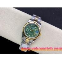 ロレックスコピー・デイトジャスト（DATEJUST）31mm 279160R“イエローゴールドベゼル＋グリーンパームダイヤル” レディース専用モデル
