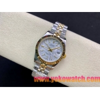 ロレックスコピー・デイトジャスト（DATEJUST）31mm 279160R“イエローゴールドベゼル＋ホワイトパームダイヤル” レディース専用モデル