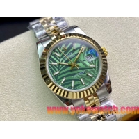 ロレックスコピー・デイトジャスト（DATEJUST）31mm 279160R“イエローゴールドベゼル＋グリーンパームダイヤル” レディース専用モデル