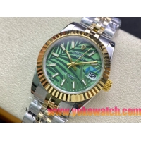 ロレックスコピー・デイトジャスト（DATEJUST）31mm 279160R“イエローゴールドベゼル＋グリーンパームダイヤル” レディース専用モデル