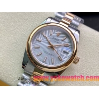 ロレックスコピー・デイトジャスト（DATEJUST）31mm 279160R“ローズゴールドベゼル＋ホワイトパームダイヤル” レディース専用モデル