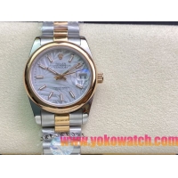 ロレックスコピー・デイトジャスト（DATEJUST）31mm 279160R“ローズゴールドベゼル＋ホワイトパームダイヤル” レディース専用モデル