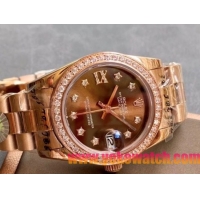 ロレックスコピー・デイトジャスト（DATEJUST）31mm 279160R“ピンクゴールドケース＋ダイヤモンドベゼル＋ブラウンダイヤル” レディース専用モデル