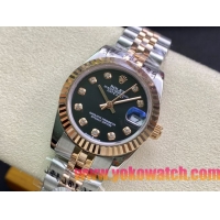 ロレックスコピー・デイトジャスト（DATEJUST）31mm 279160R“グリーンダイヤル＋ダイヤモンドインデックス” レディース専用モデル