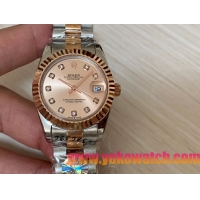 ロレックスコピー・デイトジャスト（DATEJUST）31mm 279160R“ローズゴールド調ダイヤル＋ダイヤモンドインデックス” レディース専用モデル
