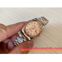 ロレックスコピー・デイトジャスト（DATEJUST）31mm 279160R“ローズゴールド調ダイヤル＋ダイヤモンドインデックス” レディース専用モデル